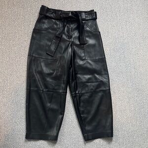 Cropped Express Black Faux Leather Pants (size 8S)